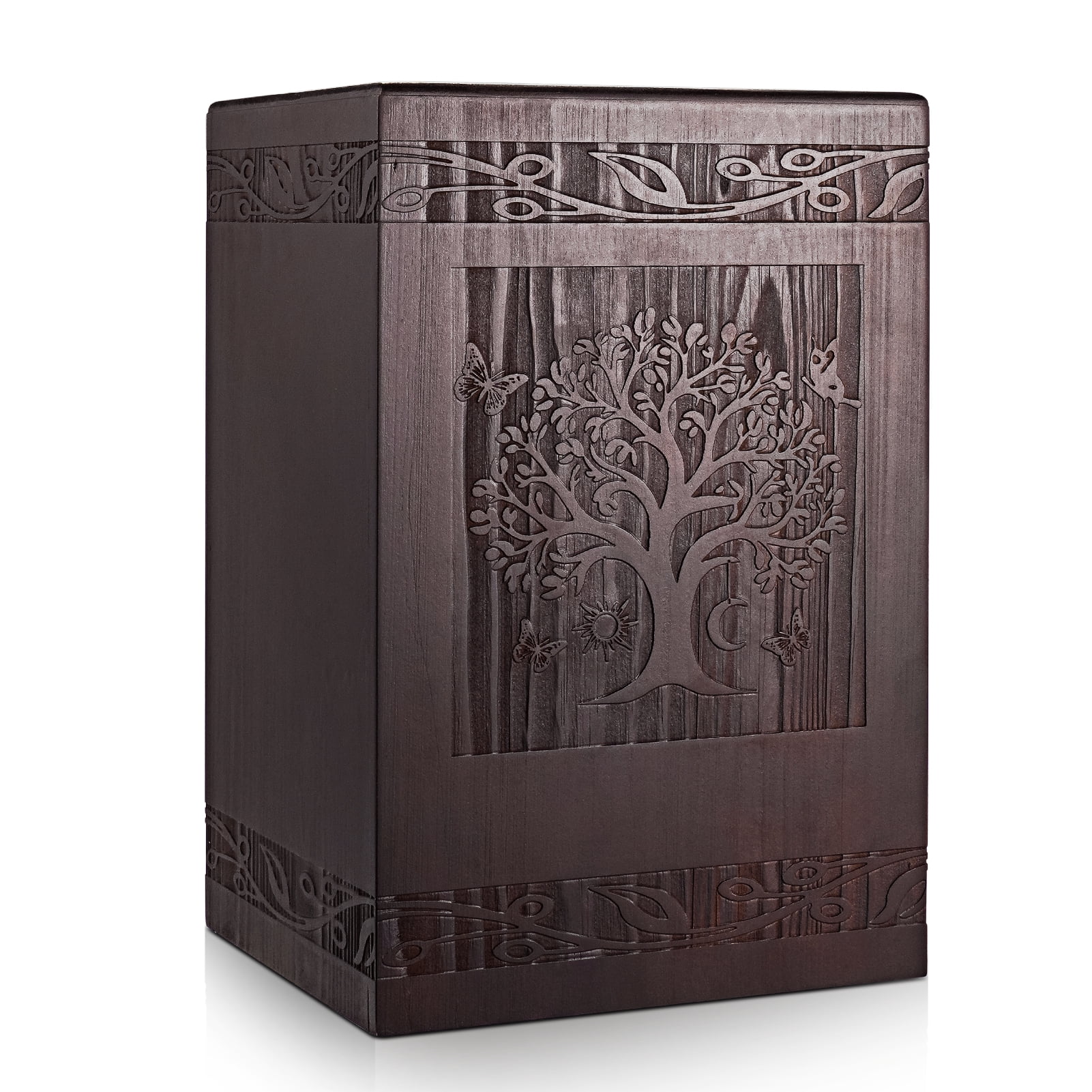 XIUDA Cremation Urns for Human Ashes Adult Male Female, Wooden Tree of Life Medium Keepsake Urns for Ashes, Burial Funeral Memorial Decorative Urns for Men Women Pets Dog Urn- Up to 200 lbs