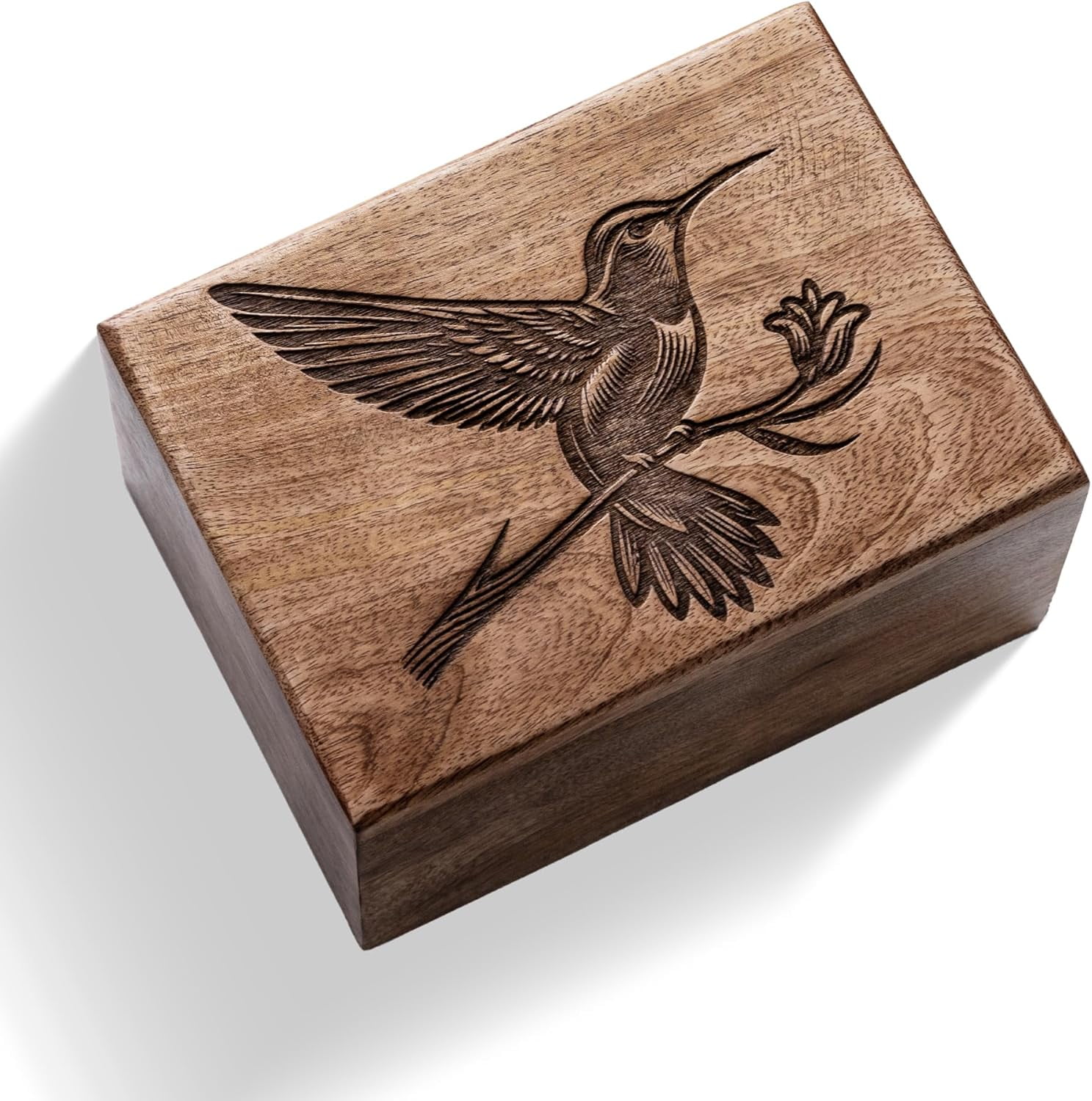 Cremation Urns for Human Ashes - Humming Bird Wooden Box and Casket for Men, Women and Child Ashes - Funeral Memorial Burial Urn for Cat Dog Pet Ashes - Keepsake (12 Cu/in)
