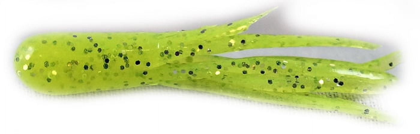 Creme 1.5" Panfish Glow Mini Tail Tubes, Chartreuse & Silver