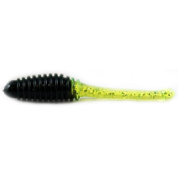 Creme 1.5" Ringed Stinger Shad Grub, Chartreuse & Black
