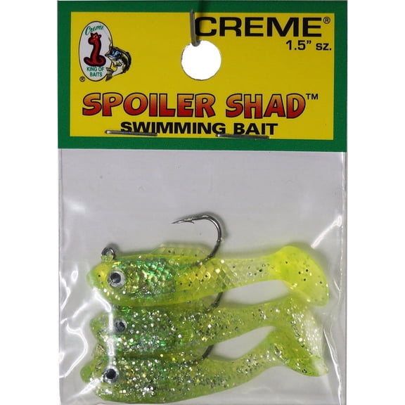 Creme 1.5" Spoiler Shad Swim Bait Fishing Lure, Chartreuse