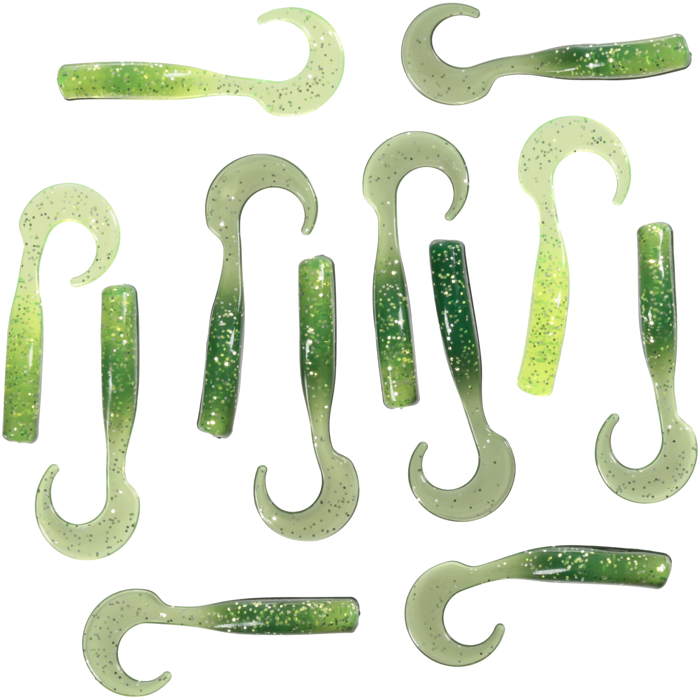 Creme 2" Curl Tail Shad Lure Chart Black Back 12 Pack
