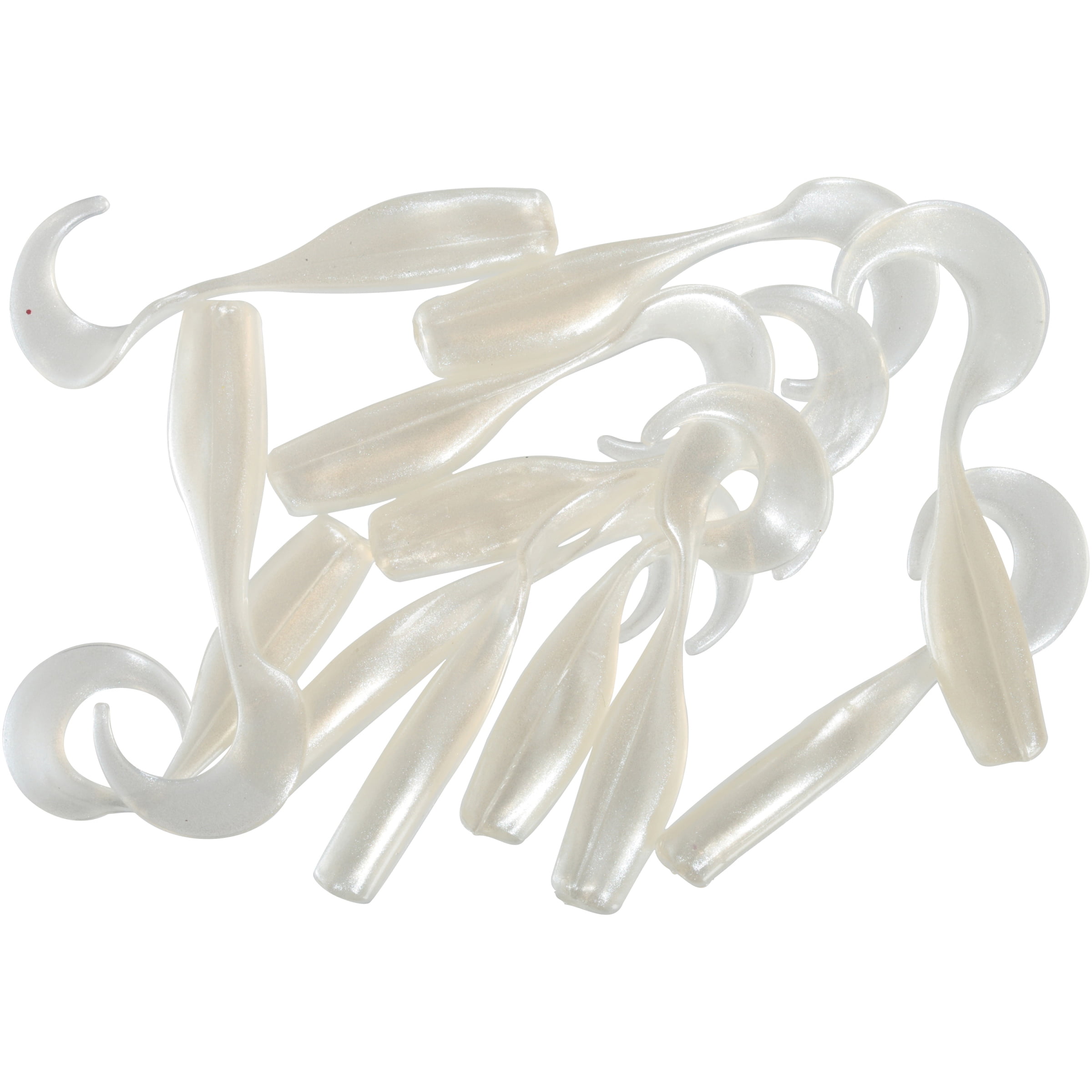 Creme 2" Curl Tail Shad Lure, Pearl, 12 Pack