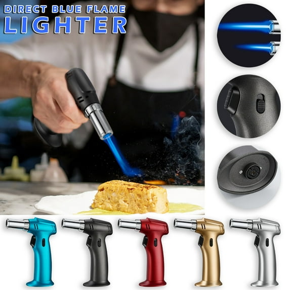 Creme Brulee Torch, Butane Torch Lighter, Refillable Blow Torch with Adjustable Flame, Safety Lock for Soldering, Kitchen, Welding, Butane Gas Not Included