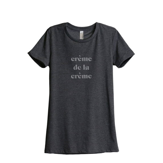 Creme De La Creme Women's Fashion Relaxed T-Shirt Tee Charcoal Grey Large