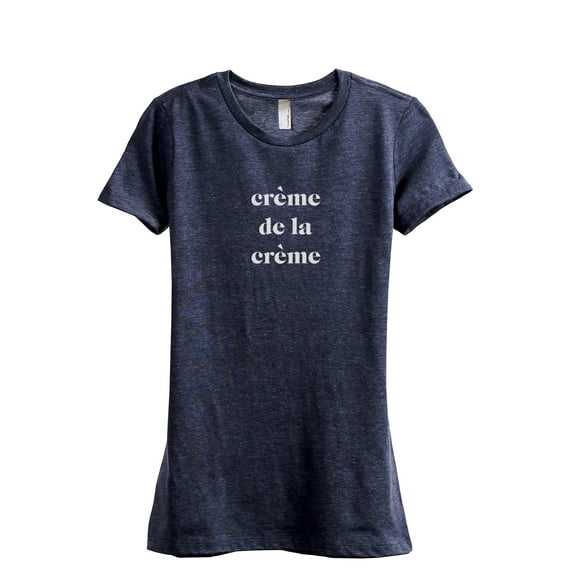 Creme De La Creme Women's Fashion Relaxed T-Shirt Tee Heather Navy Small