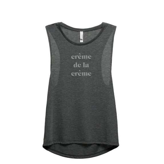 Creme De La Creme Women's Fashion Sleeveless Muscle Workout Yoga Tank Top Charcoal Grey 2X-Large