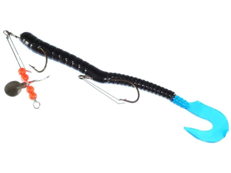 Creme Pre-Rigged Curl Worm Black/Blue Tail - Walmart.com