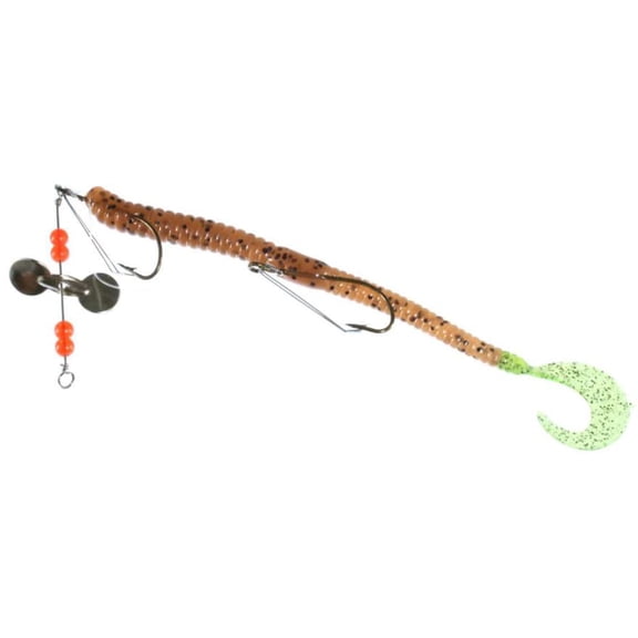 Creme Pre-Rigged Curl Worm Pump/Chart Pepper Tail
