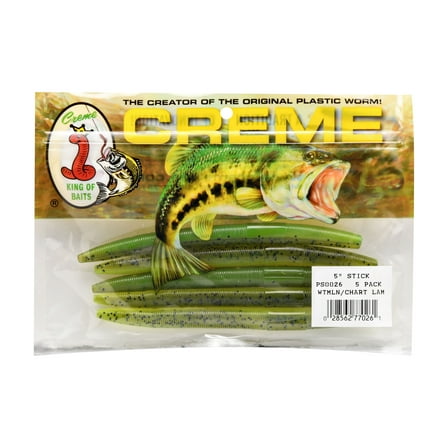 Creme Lure Soft Stick Bait Fishing Lure for Bass, 3-Count