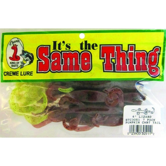 Creme Lures 6" Lizard 7-Pack Pumpkin/Chartreuse Tail STC3051