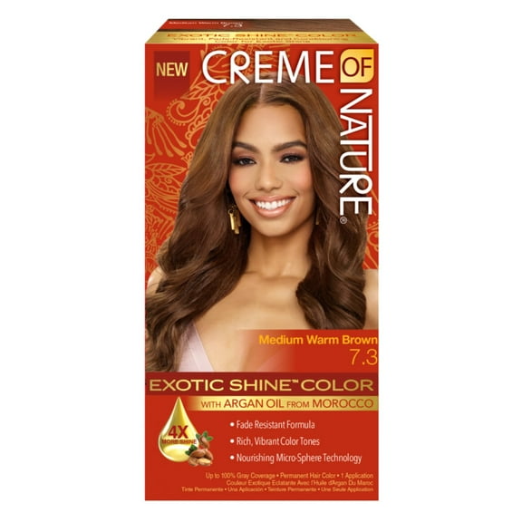 Creme Of Nature Color #7.3 Medium Warm Brown Exotic Shine (Pack of 3)