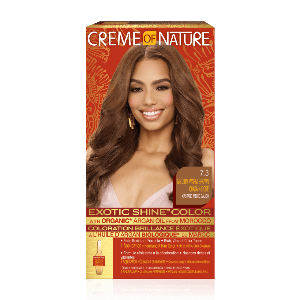 medium tobacco brown argan oil Creme Of Nature Exotic Shine Color With Argan Oil Medium Warm Brown 7.3, 1  Ea, 3 Pack