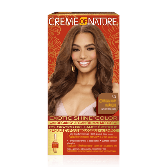 Creme Of Nature Exotic Shine Color With Argan Oil Medium Warm Brown 7.3, 1 Ea, 3 Pack