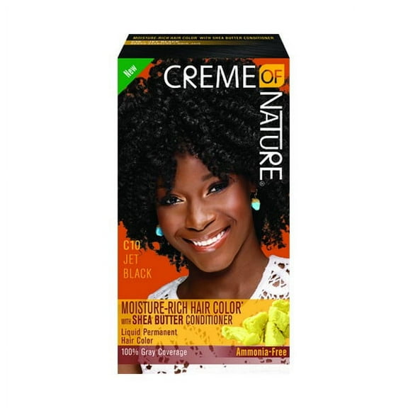 Creme of Nature Moisture Rich Hair Color Kit, C10 Jet Black, 1 Application