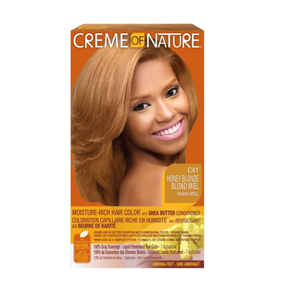 Creme of Nature Moisture-Rich Hair Color* Honey Blonde C41, Ammonia Free Hair Dye Kit, 1 Application
