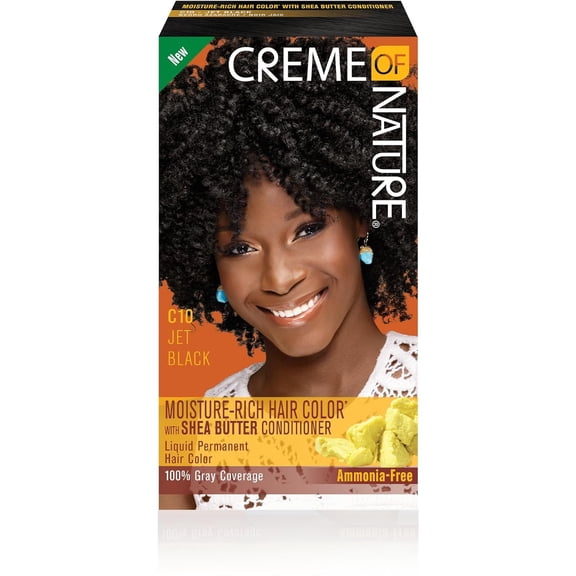 Creme Of Nature Moisture Rich Liquid Hair Color Kit, C10 Jet Black, 1 Ea, 2 pack