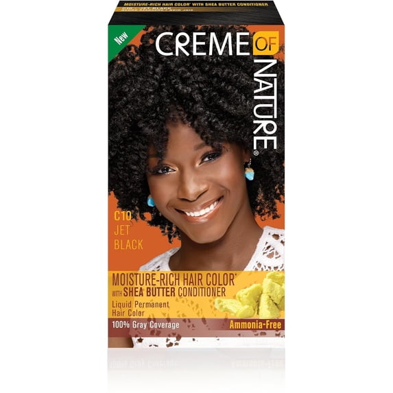 Creme Of Nature Moisture Rich Liquid Hair Color Kit, C10 Jet Black, 1 Ea, Permanent Hair Colors