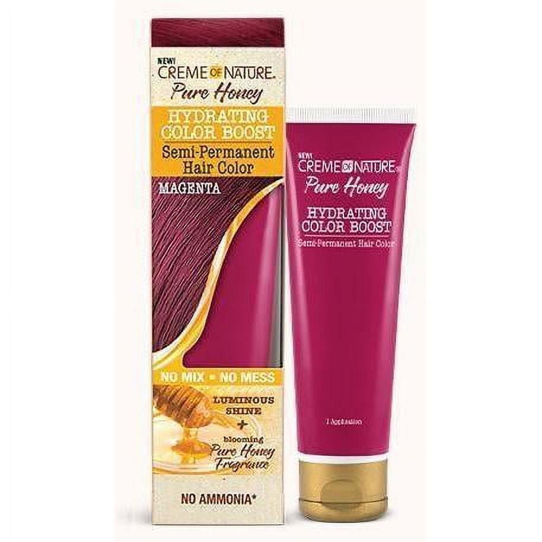 Creme Of Nature Pure Honey Hydrating Color Boost Semi Permanent Hair Color Magenta, 3 Oz