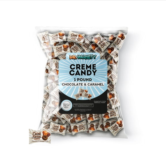 Creme Saver Chocolate & Caramel Hard Candy Bulk (1 Pound) Individually Wrapped Chocolate Caramel Candies Classic Creamy Dessert Flavor Hard Candy for Sharing, Candy Bowls, Parties, and Gifting