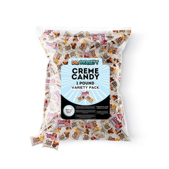 Creme Saver Variety Pack Hard Candy (1 Pound) Chocolate & Caramel, Strawberry, and Orange Flavors Bulk Individually Wrapped Assorted Candies for Sharing, Candy Bowls, Parties, and Gifting