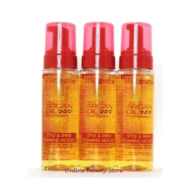 Creme of Nature Argan Oil Style & Shine Foaming Mousse 7 oz, Pack Of 3