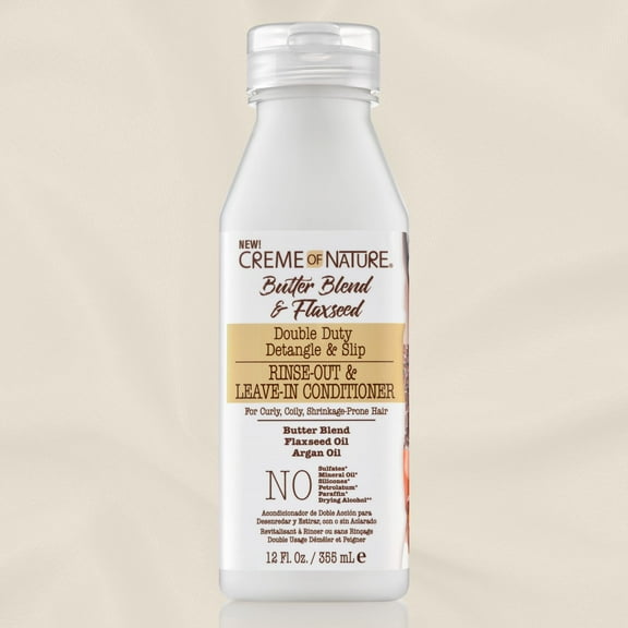 Creme of Nature Butter Blend & Flaxseed Detangle & Slip Rinse Out & Leave-In Conditioner, 12 oz