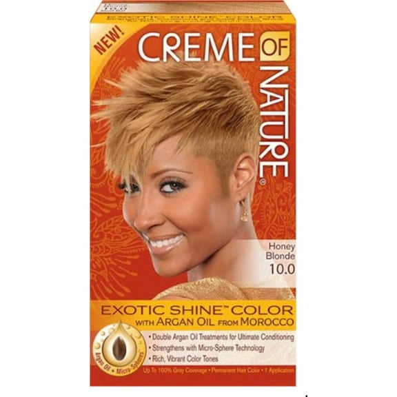 Creme of Nature Exotic Shine Color With Argan Oil, Honey Blonde 10.0, 1 ea (Pack of 4)