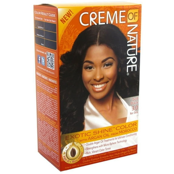 Creme of Nature Exotic Shine Color With Argan Oil, Soft Black 3.0, 1 Ea (Pack of 2)