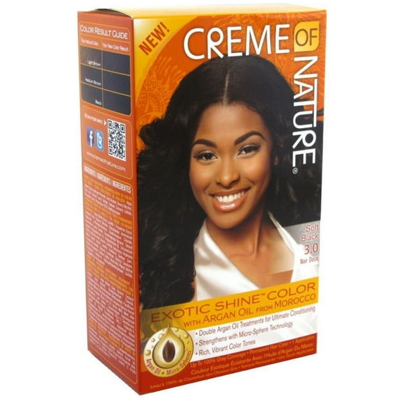 Creme of Nature Exotic Shine Color With Argan Oil, Soft Black 3.0, 1 ea