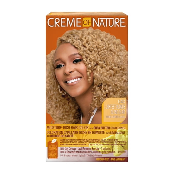 Creme of Nature Moisture-Rich Hair Color* Lightest Blonde C43, Ammonia Free Hair Dye Kit, 1 pack