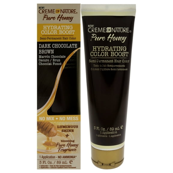 Creme of Nature Pure Honey Hydrating Color Boost Semi-Permanent Hair Color - Dark Chocolate Brown , 3 oz Hair Color