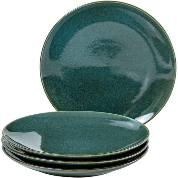 Cremic Dessert Plates Set of 4-8 Inch Ceramic Dinner Plates Dinnerware Oven Microwave Safe for Salad, Scratch Resistant, Kitchen Serving Dish, Olive