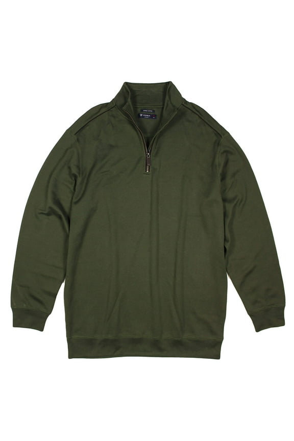 Big and Tall Quarter-Zip Mockneck Softest Jersey Knit Supima Cotton Pullover Sweater (Olive 461, XX-Large Tall)