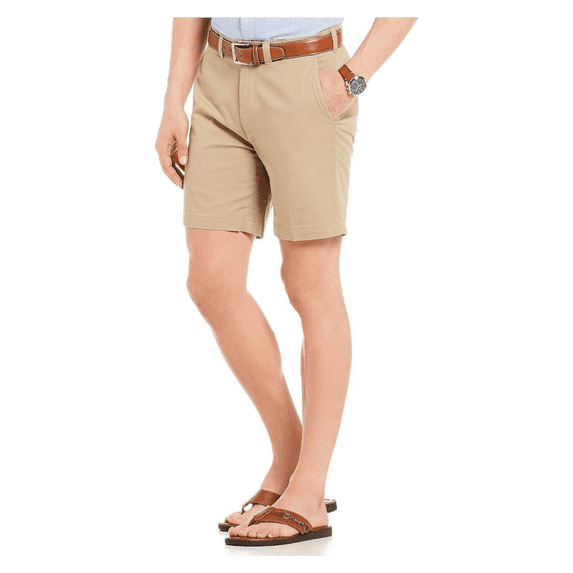 Cremieux, Carson Flat-Front Solid Twill Comfort Stretch Shorts, Tan, 36