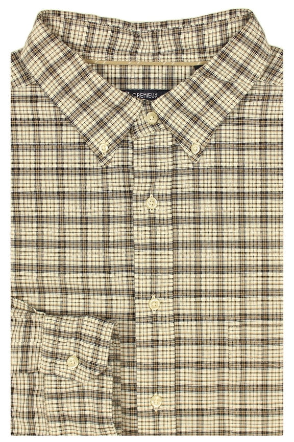 Men's Big & Tall Full-Fit Easy-Care Long Sleeve Oxford Shirt with Pocket (Cream 270, X-Large Tall, XLT)