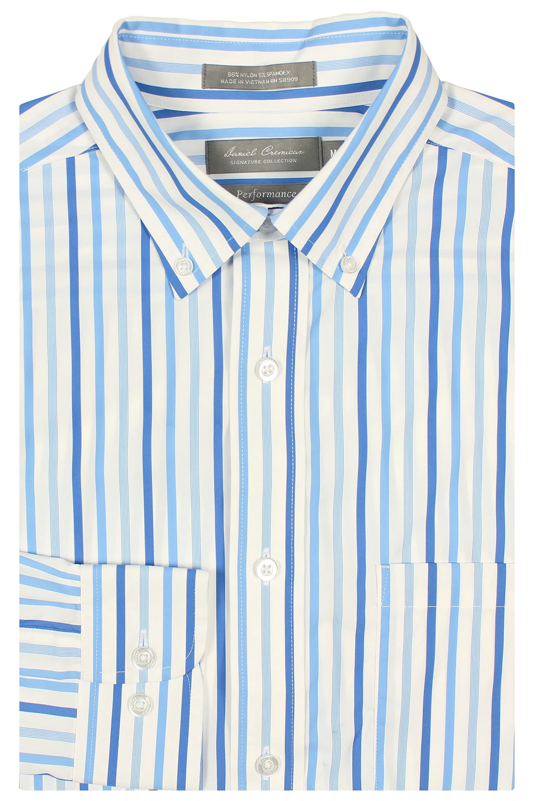 Cremieux Performance Stretch Moisture-Wicking Men's Long Sleeve Shirt (French Blue 610 & Purple Stripe, Medium) Cremieux Performance Stretch Moisture-Wicking Men's Long Sleeve Shirt (French Blue 610 & Purple Stripe, Medium)