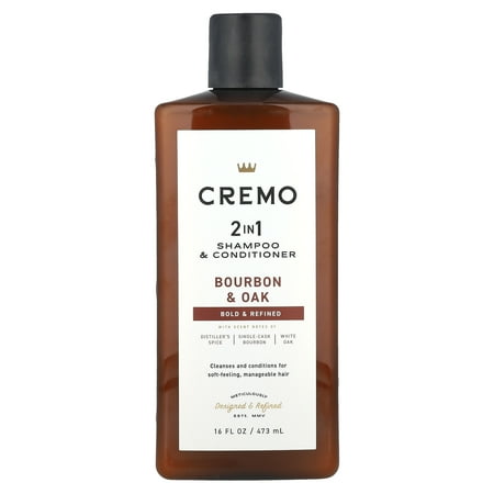 Cremo Bourbon & Oak 2-in-1 Shampoo & Conditioner, 16 oz