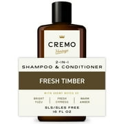 Cremo 2 in 1 Men's Shampoo & Conditioner Heritage Green, Fresh Timber Scent, 16 fl oz