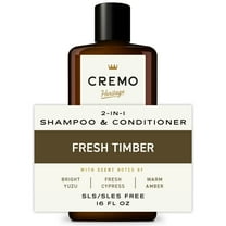 Cremo 2-in-1 Men's Shampoo & Conditioner Heritage Green, Fresh Timber Scent, 16 fl oz