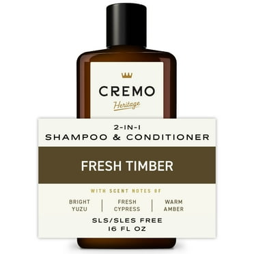 Cremo 2-in-1 Men's Shampoo & Conditioner Heritage Green, Fresh Timber Scent, 16 fl oz