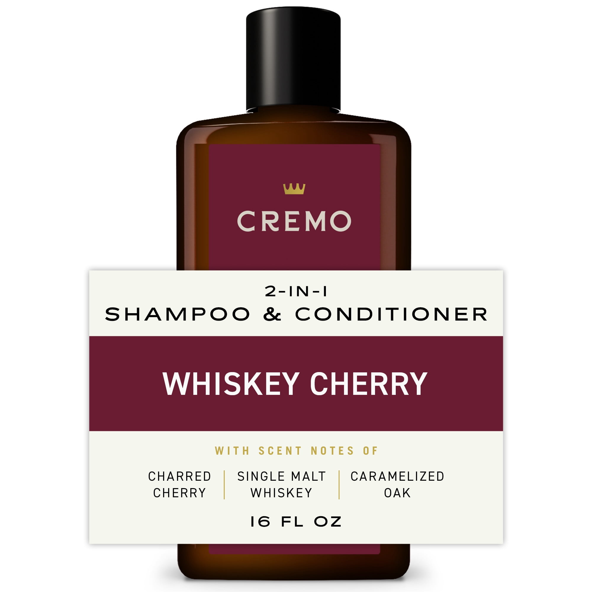 Cremo 2-in-1 Men's Shampoo & Conditioner, Whiskey Cherry Scent, 16 fl oz