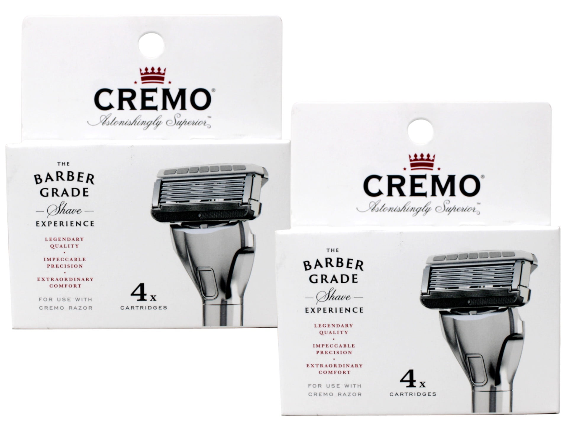 Cremo 5-Blade Barber Grade Mens Razor Cartridge Refills 4 Count - 2 Pack