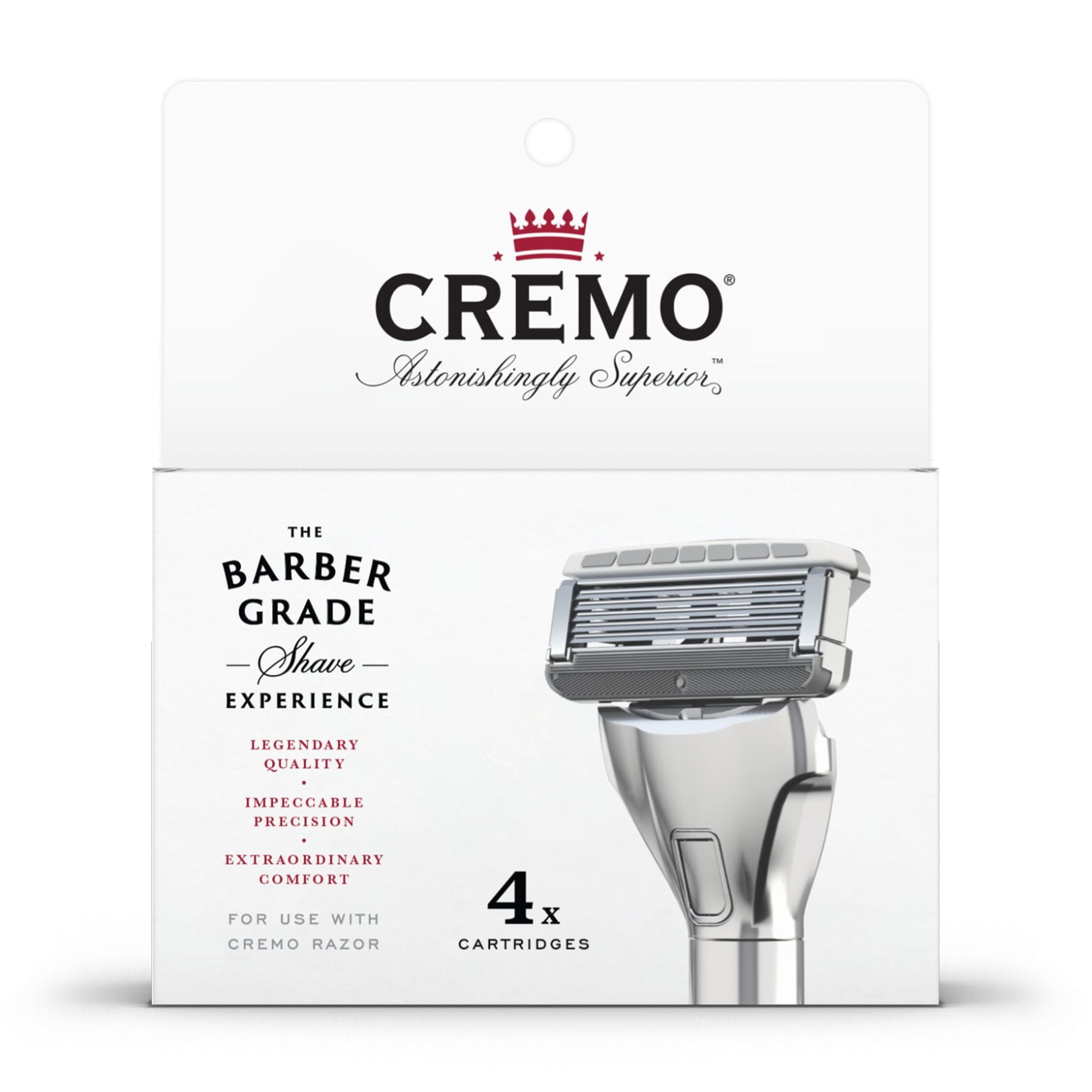 Cremo 5Blade Barber Grade Mens Razor Cartridge Refills 4 Ct