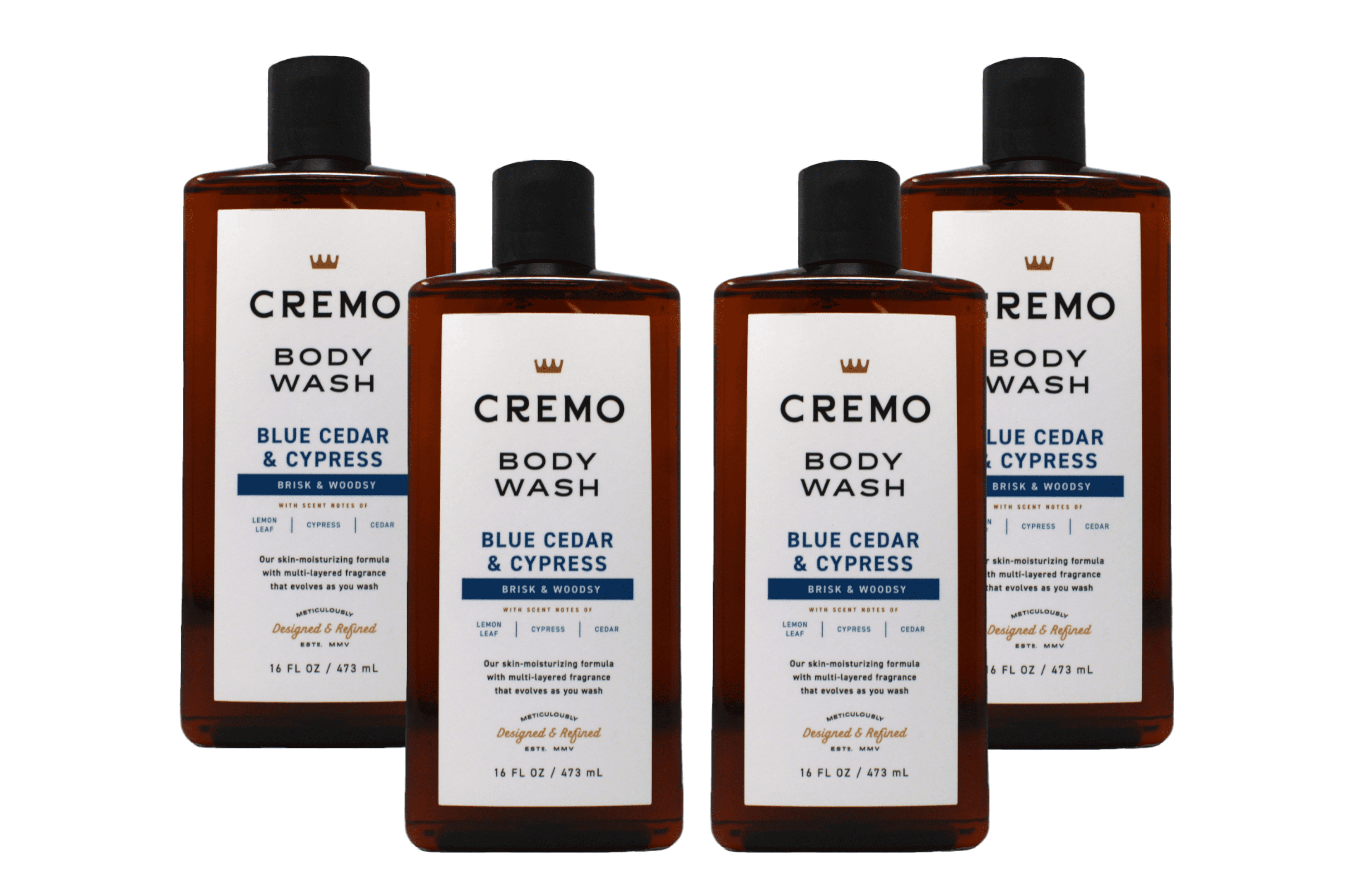 Cremo All Season Body Wash No. 4, Blue Cedar & Cypress, 16 Fl. Oz. - Pack of 4