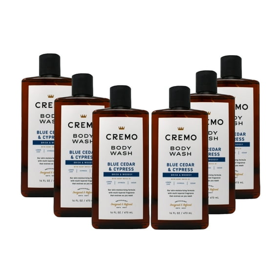 Cremo All Season Body Wash No. 4, Blue Cedar & Cypress, 16 Fl. Oz. - Pack of 6