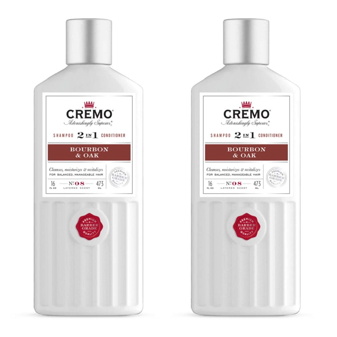 Cremo Barber Grade Bourbon & Oak 2-in-1 Shampoo & Conditioner, 16