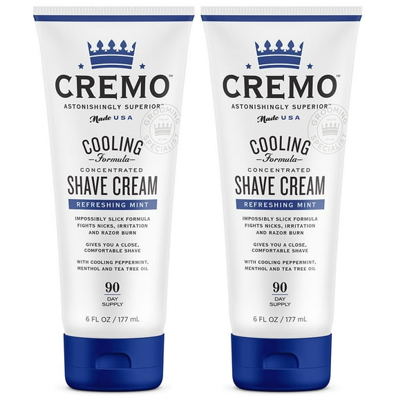 Cremo Barber Grade Cooling Shave Cream, Astonishingly Superior Ultra-Slick Shaving Cream Fights Nicks, Cuts and Razor Burn, 6 Oz (2-Pack)