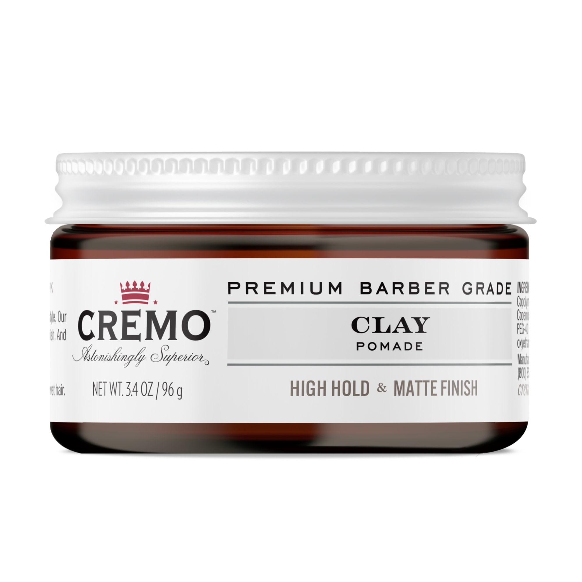 Cremo Barber Grade Hair Sculpting Clay, High Hold, Matte Shine, 3.4oz