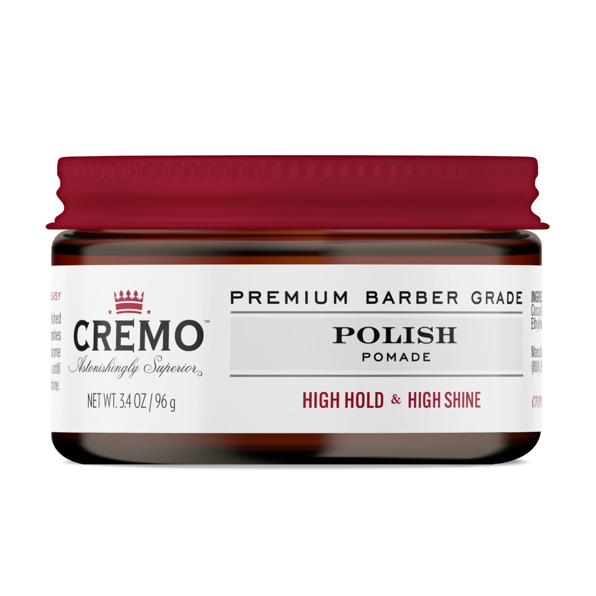 Cremo Barber Grade Hair Styling Pomade, Polish, 3.4oz